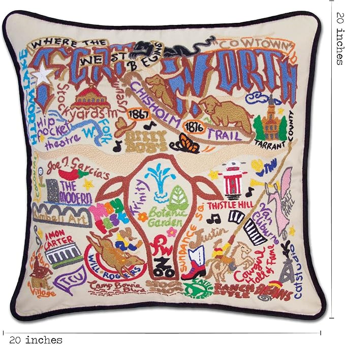 Catstudio Fort Worth Embroidered Decorative Throw Pillow