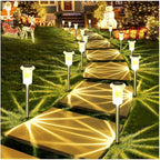 DenicMic Solar Lights Outdoor 10 Pack Waterproof 3000K Warm White LED Acrylic lamp Head Stainless Steel Stake for Landscape Lighting Path Walkway Sidewalk Backyard Patio Decor