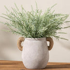 Ceramic Flower Vase Home Decor - 7.1 Inch White Rustic Table Flowers Vases Living Room Bedroom Plant Decoration Modern Farmhouse Vintage for Kitchen Shelf Office Coffee Dining Desk House Women