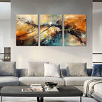 Abstract Living Room Pictures Wall Decor - Modern Bedroom Wall Decor Above Bed - Large 3 Piece Canvas Wall Art for Office Size 24" x 36"