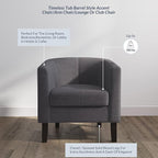 BELLEZE Living Room Chairs Set of 2, Linen Round Accent Barrel Chairs, Club Tub Sofa Chairs for Bedroom, Corner Chairs with Flared Legs and Cozy Soft Padding - Highland (Gray)