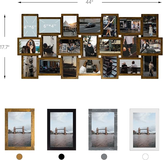 Jerry & Maggie 4X6 Collage Picture Frames for Wall Decor, 21 Opening Collage Wall Hanging for 6x4 Photo, Multi Picture Frame Set with One-piece Design Gold