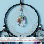 Pretty Jolly Colourful Feather Dream Catchers Wall Decor with Chakras Tree of Life Crystal Stone Ornament Handmade Dreamcatchers for Adult Boys Girls Bedroom Dorm Party Birthday Blessing Gift-5Rings