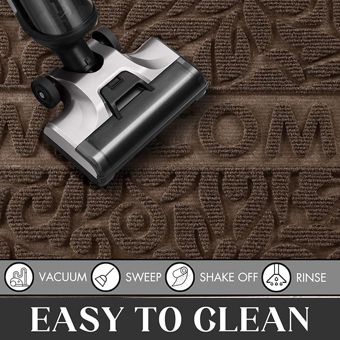 Yimobra Welcome Mat Outdoor, 29.5x17 Waterproof Front Door Mat Outside Entrance, All-Weather Non Slip Front Doormat, Low-Profile Entryway Mats Indoor, Porch and Patio, Coffee