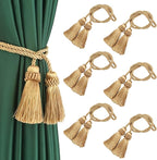 Fenghuangwu Curtain Tiebacks Handmade Decorative Curtain Holdbacks Rope with Tassel (Gold, 6P)
