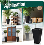 Tall Black Planter Tapered Metal Modern Flower Plant Pot Black Square Galvanized Steel Planter 30In Indoor Outdoor for Front Porch Garden Patio Grande Plant Tree Commercial Residential Heavy Duty