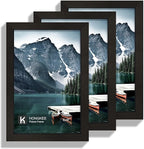 6x9 Picture Frame - Made of Real Glass and Black Wooden Frame, 6 by 9 Photo for Wall or Tabletop Display, 3 Pack