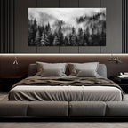 Large Pictures for Living Room Foggy Forest Canvas Wall Art for Bedroom Black Home Office Wall Decor 29 x 59 Inch