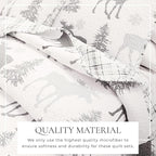 Lodge Bedspread Full/Queen Size Quilt with 2 Shams. Cabin 3-Piece Reversible All Season Quilt Set. Rustic Quilt Coverlet Bed Set. Wilderness Collection (Moose - Grey)