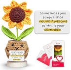Gossby Inspirational Gift for Women - Handmade Positive Sunflower Crochet - Sometimes You Forget You're Awesome - Christmas, Birthday, Appreciation Thank You Gift for Coworker, Sister Friend, Teacher