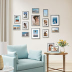 Vittanly 15 Pack Picture Frames Collage Wall Decor for Mounting or Tabletop Display, Gallery Frame Set for Family, Multi Sizes Including 3pcs 8x10, 6pcs 5x7, 6pcs 4x6, Grey