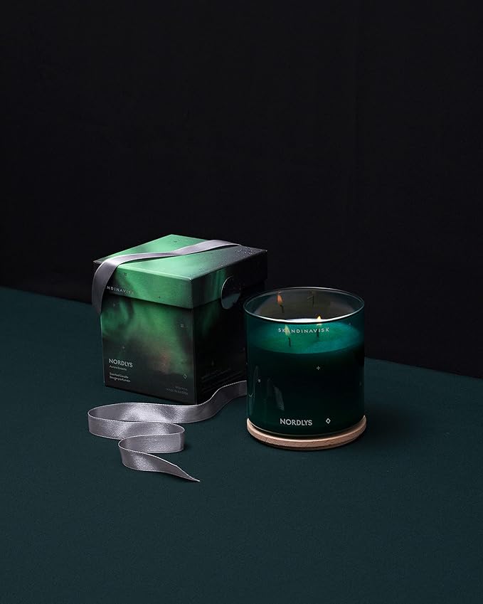 Skandinavisk NORDLYS 'Northern Lights' Scented Candle. 2 Wicks. Fragrance Notes: Arctic Intensity and Celestial Colour, a Symphony for Senses. 14.1 oz.