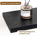 Fun Memories 48 Inch Deep Floating Shelves for Wall, 2 Pack of Long Wall Mounted Wood Shelves with Invisible Brackets for Bathroom, Bedroom, Living Room, Kitchen Decor and Storage, Black