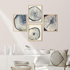 SIGNWIN Framed Blue & White Overexposed Wood Tree Ring Wall Art, Set of 4 Nature Wildernes Wall Decor Prints, Minimalism Wall Décor for Living Room, Bedroom - 8"x10" Natural
