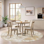 Tortania Washable 6' Round Area Rug for Living Room: Modern Abstract Neutral Large So' Thin Rugs - Non Slip Indoor Carpet for Bedroom Dining Room Office Nursery Home Floor Decoration - Brown Grey