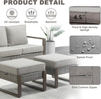 Outdoor Ottoman Wicker Patio Footrest - 2 Piece Wicker Footrest Footstools Set with Sturdy Frame,All-Weather PE Wicker, Thick Cushions for Deck Porch Garden(Mixed Grey/Grey)