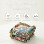 MSGKV Boho Throw Blanket for Bed Twin Size Cotton Muslin Breathable Vine Blanket 60"x80" Sofa Couch Blankets for All Seasons Lightweight Farmhouse Blankets Boho Home Decor