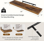 Dreamland 36 inch Floating Shelves Wall Shelves for Office with Invisible Brackets, 8 inch Deep Shelves for Bathroom, Living Room, Kitchen, Office, 36x7.9 inch deep Set of 2, Brown