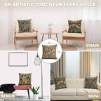 Charlotte Home Furnishings Throw Pillow Covers, Decorative Boho Pillow Covers for Couch, Living Room, Black Owl Square Cushion Cases 18x18 in, European Cotton Jacquard Woven for Cozy Bedroom Decor