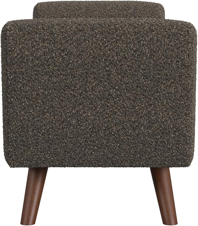 HomePop Modern Storage Bench with Wood Legs Home Décor|Bench with Storage for Living Room & Bedroom - Dark Brown Boucle