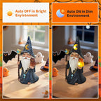 Halloween Solar Gnomes Decoration: 8.7'' Funny Merlin Statue with Owl & Magic Wand for Home Office Party Perfect Collectible Figurines Gift for Womens