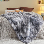 GONAAP Fuzzy Faux Fur Throw Blanket Twin Size Tie-dye Marble Black Super Soft Cozy Plush Fuzzy Shaggy Blanket for Couch Sofa Bed (Tie-dye Marble Black, Twin(60"x80"))
