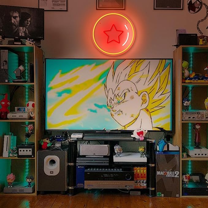 Anime Neon Sign, One Star Ball Neon Signs for Wall Decor, Dimmable Acrylic Neon Lights for Bedroom Livingroom Game Room Man Cave Birthday Party Decorations Gift