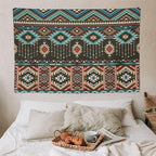 HZOHNAGO Aztec Tapestry Turquoise Blue and Brown and Native American Tribal Pattern Printed Wall Tapestry Wall Hanging for Bedroom Living Room Dorm 90" W x 60" H