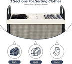STO STO Laundry Hamper 3 Section, 120L Rolling Laundry Sorter Cart with Removable and Washable Liner Bag, Rolling Clothes Hamper with Metal Handle for Laundry Room and Bedroom