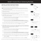 MODE Industrial Room Darkening Collection 1 1/8" Diameter Industrial Curtain Rod Set with Steel Wall Mounted Adjustable Curtain Rod, Blocks Light, Fits 72” to 144” Windows, Warm Gold