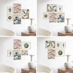 HAUS AND HUES Collage Frames For Wall - Set of 5 Photo Gallery Frames, Picture Frames Collage Wall Decor, Assorted Photo Frame Set, Stair Picture Frame Set Wood, (Two 8x10, Three 12x16 Beige)