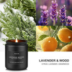 Scented Candles for Men | Lavender & Wood Candle - Candle for Men, Manly Candles for Home Scented, Man Gifts for Him/Friend, 7oz Black Jar