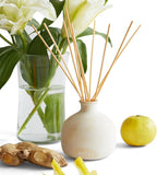 BLUEME Happiness-Yuzu & Ginger, 5.92 Fl Oz Wellness Diffuser, Contains Essential Oil, Sustainable, Hand Finished, Premium, Luxury Ceramic, Natural Rattan Reeds