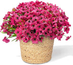 20 Bundles Artificial Flowers for Outdoors, UV Resistant Fake Flowers with Plastic Plants , Faux Silk Flowers for Planter outdoors, fake realistic flowers for Window Box Front Porch Patio Decor-Rosy