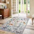 OJIA Jungle Print Washable Area Rugs 5x7, Soft Modern Rugs for Living Room Ultra-Thin Non-Shedding Bedroom Rug, Stain Resistant Neutral Area Rug Large Carpet for Dining Room Kids Nursery Playroom