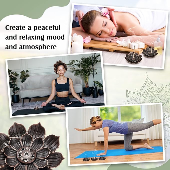 Sumind 30 Pieces Incense Holder Lotus Sticks Incense Burner Cone Burner Ash Catcher for Home Fragrance Decor Yoga SPA Bedroom(Retro)