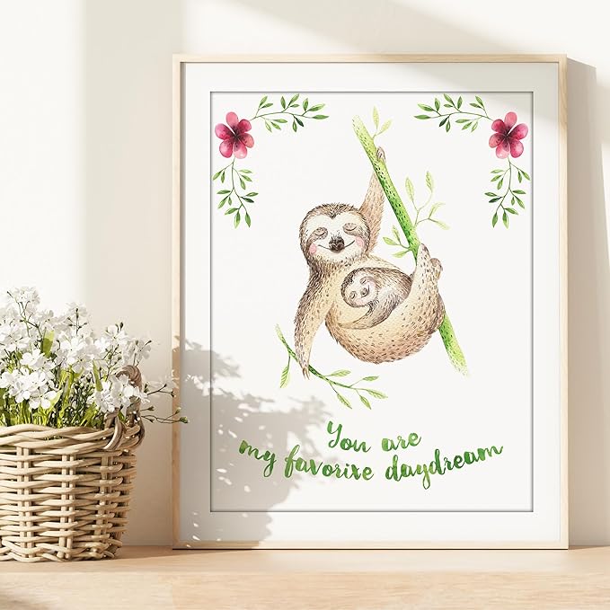 Sloth Art Prints (Set of 3) - Unframed - 11x14s | Delightful and Adorable Decor for Any Space | Living Room Decor | Bedroom Decor | Classroom Decor | Bedroom Wall Art | Modern Wall Art