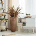 KOL 28'' Tall Galvanized Steel Planter Pot - Flower Pot with Water Level Indicator for Plants - 2 Pack Self Watering Planters - Round Bronze Powder Metal Planter Box - Indoor Outdoor Grande Plant