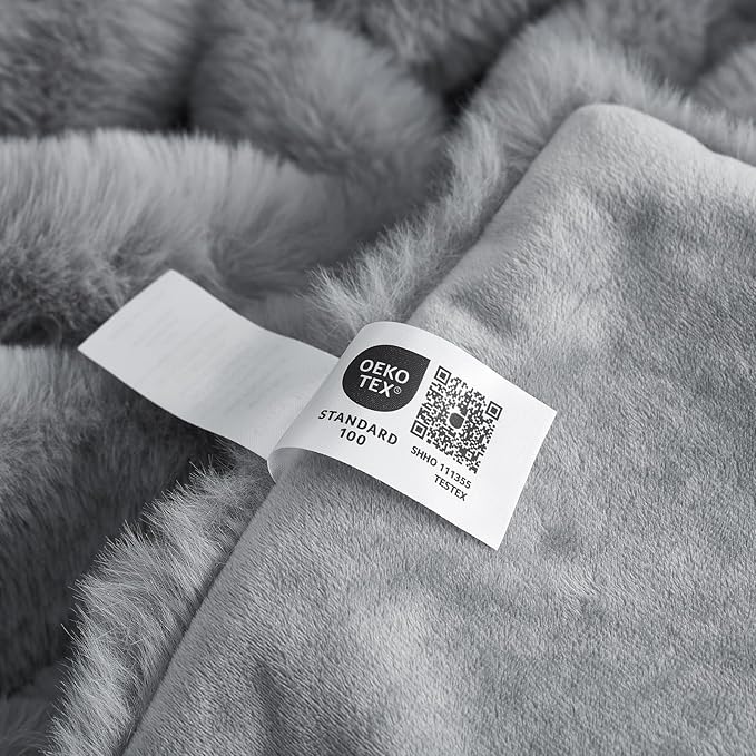 Cozy Bliss Faux Fur Throw Blanket for Couch, Fuzzy Soft Plush Thick Bubble Blanket for Sofa Bedroom Living Room,50 * 60 Inches Light Grey