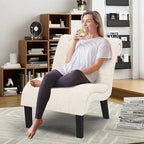 Yongqiang Accent Chair for Bedroom Living Room Chairs Tufted Upholstered Lounge Chair with Wood Legs Linen Fabric