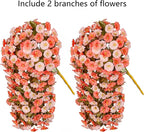 Artificial Fake Fall Mums Hanging Flowers Plants for Outdoor Decoration, 2 PCS Faux Silk Morning Glory Trailing Vines UV Resistant for Wall Home Porch Patio Party Decor (Fall Orange and Light Orange)