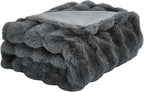 DREAMNINE Large Soft Thick Fuzzy Bubble Faux Rabbit Fur Bed Blanket Queen Size 80" x 90",Reversible Gray Plush Big Warm Shaggy Fluffy Blankets for Sofa, Solid Luxury Cozy Cute Bumpy Furry Blanket,Grey