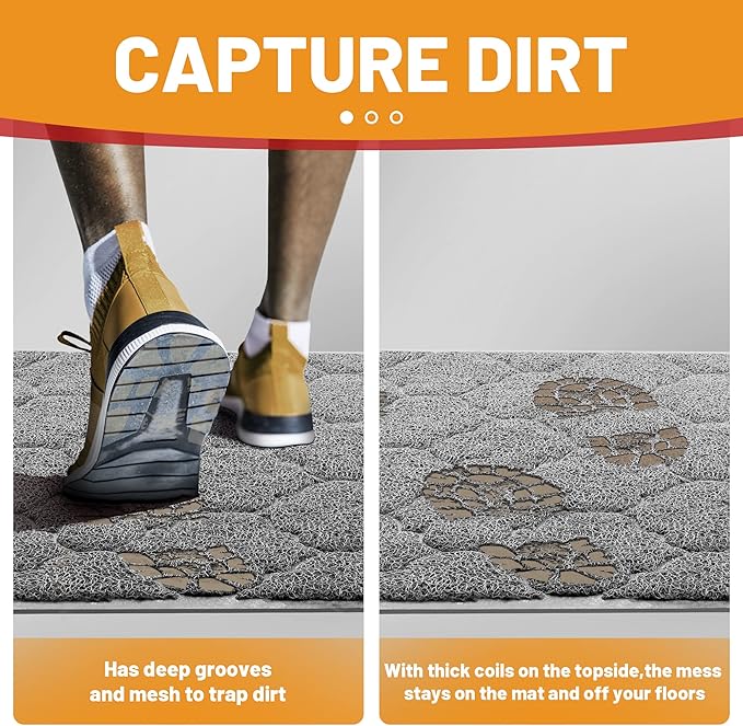 Door Mat Outdoor, 24x36, Welcome Mats for Entryway, Front Doormat for Home Entrance, Indoor Floor Mat, Durable, Non-Slip, Boot Scraper, Catches Muddy and Dirt(Grey)