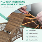 VIVIJASON Outdoor Wicker Chaise Lounge Chair Set of 2, All-Weather PE Rattan Cushioned Patio Lounger Chairs, 6-Position Adjustable Outside Pool Sunbathing Recliner with Armrest & Pillow, Beige