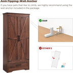 72" Tall Wood Storage Cabinet, Farmhouse Kitchen Pantry Cabinet with Adjustable Shelves & Drawer & Barn Doors, Versatile Storage for Kitchen, Dining Room, Bathroom, Brown