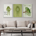 SIGNWIN Framed Canvas Print Wall Art Whimsical Frog Humorous Green Frog Photography Modern Art Minimalist Black and White for Living Room, Bedroom, Office - 16"x24"x3 White