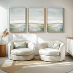 Large Framed Green Abstract Landscape Wall Art for Living Room, 3 Piece Canvas Prints Paintings Artwork for Walls, Modern Minimalist Pictures for Dining Room, Hallway, Office Wall Decor 24x36 In