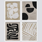 SIGNWIN Framed Tropical Mid-Century Wall Art, Set of 4 Modern Hawaiian Geometric Print Wall Decor Prints, Nature Wilderness Wall Décor for Living Room, Bedroom - 11"x14"White