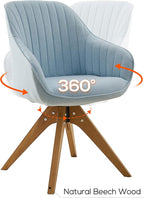Art Leon Mid Century Modern Desk Chair No Wheels, Swivel Accent Chair with Solid Wood Legs, Office Chair Without Wheels, Upholstered Arm Chair for Small Spaces Living Room Bedroom, Candy Blue
