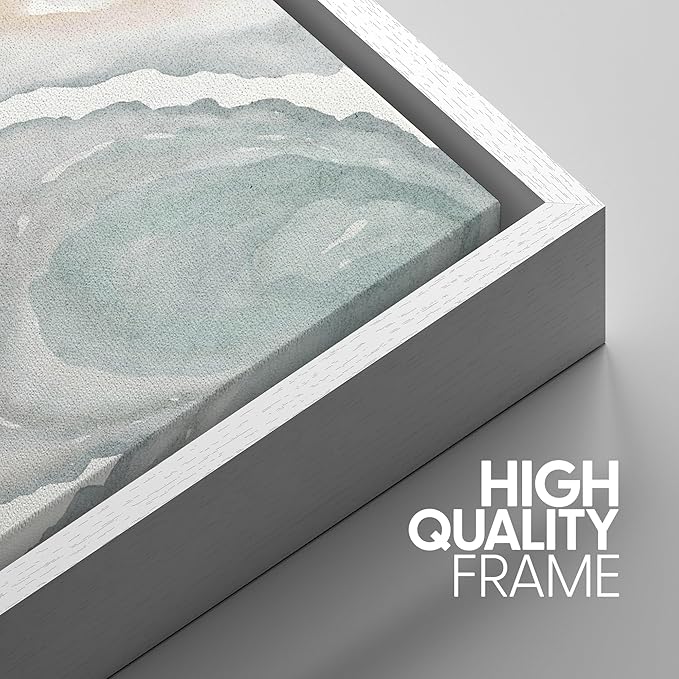SIGNWIN Framed Canvas Print Wall Art Abstract Geode Soft Pastel Agate Slice Photography Modern Art Minimalist Black and White for Living Room, Bedroom, Office - 16"x24"x3 White